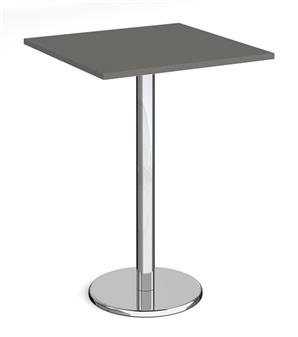 Chrome Round Base Cafe/Bistro Tables - Tall Square - Onxy Grey thumbnail