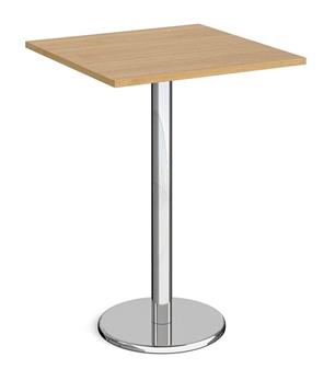 Chrome Round Base Cafe/Bistro Tables - Tall Square - Oak thumbnail