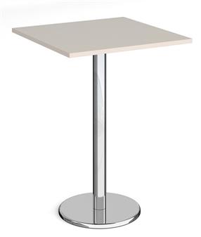 Chrome Round Base Cafe/Bistro Tables - Tall Square - Light Grey thumbnail