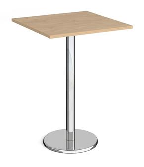 Chrome Round Base Cafe/Bistro Tables - Tall Square - Kendal Oak thumbnail