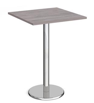 Chrome Round Base Cafe/Bistro Tables - Tall Square - Grey Oak thumbnail