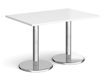 Chrome Round Base Cafe/Bistro Table - Rectangular - White thumbnail