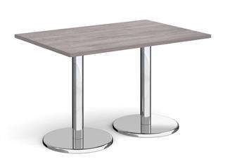 Chrome Round Base Cafe/Bistro Table - Rectangular -Grey Oak thumbnail