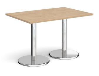 Chrome Round Base Cafe/Bistro Table - Rectangular - Kendal Oak thumbnail