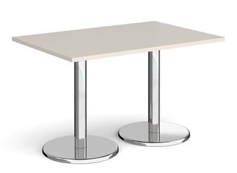 Chrome Round Base Cafe/Bistro Table - Rectangular - Light Grey thumbnail