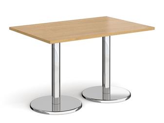 Chrome Round Base Cafe/Bistro Table - Rectangular - Oak thumbnail