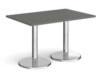 Chrome Round Base Cafe/Bistro Table - Rectangular -Onxy Grey thumbnail