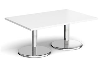 Chrome Round Base Coffee Tables - Rectangular - White thumbnail