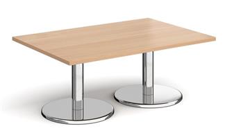 Chrome Round Base Coffee Tables - Rectangular -Beech thumbnail