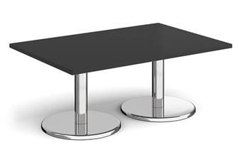 Chrome Round Base Coffee Tables - Rectangular - Black thumbnail