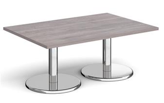 Chrome Round Base Coffee Tables - Rectangular - Grey Oak thumbnail