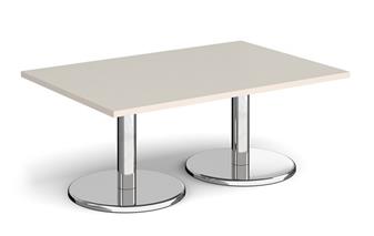 Chrome Round Base Coffee Tables - Rectangular - Light Grey thumbnail