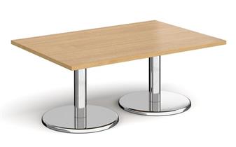 Chrome Round Base Coffee Tables - Rectangular - Oak thumbnail