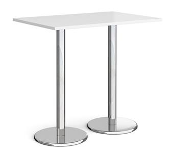 Chrome Round Base Cafe/Bistro Table - Tall Rectangular - White thumbnail