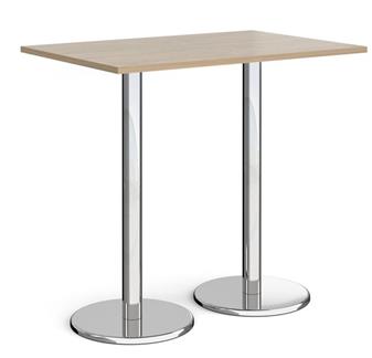 Chrome Round Base Cafe/Bistro Table - Tall Rectangular - Barcelona Walnut thumbnail