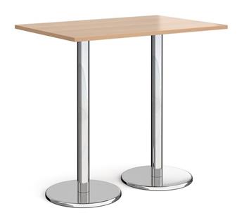 Chrome Round Base Cafe/Bistro Table - Tall Rectangular - Beech thumbnail