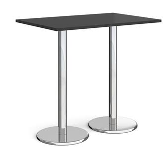 Chrome Round Base Cafe/Bistro Table - Tall Rectangular - Black thumbnail