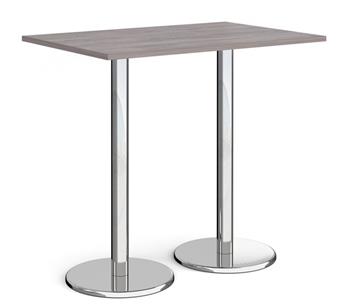 Chrome Round Base Cafe/Bistro Table - Tall Rectangular - Grey Oak thumbnail