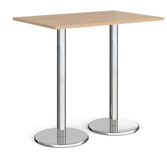 Chrome Round Base Cafe/Bistro Table - Tall Rectangular - Kendal Oak thumbnail