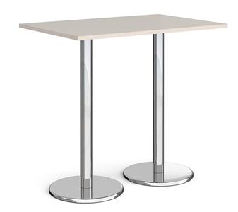 Chrome Round Base Cafe/Bistro Table - Tall Rectangular - Light Grey thumbnail