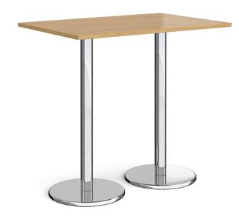 Chrome Round Base Cafe/Bistro Table - Tall Rectangular -Oak thumbnail