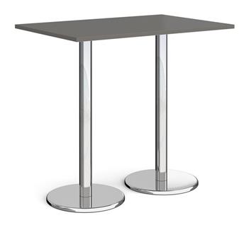 Chrome Round Base Cafe/Bistro Table - Tall Rectangular - Onxy Grey thumbnail