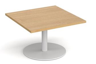 Square Circular Base Coffee Table White Base - Kendal Oak Top thumbnail