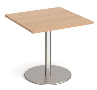 Square Circular Base Cafe/Bistro Table - Brushed Steel Beech  thumbnail