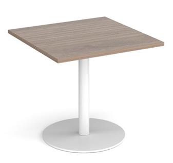 Square Circular Base Cafe/Bistro Table - White Base Grey Oak Top thumbnail