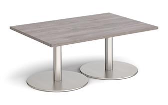 Straight Coffee Tables Brushed Steel Basse Barcelona Walnut Top thumbnail