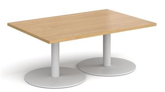 Straight Coffee Tables White Base Kendal Oak Top thumbnail