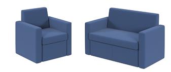 Melody Single Seater Armchair & Two Seater Sofa - Blue Fabric thumbnail