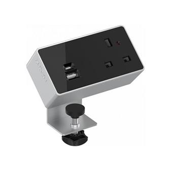 NEB2 Desktop Power Module 1 x Socket 1 USB Silver Black thumbnail