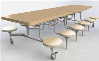 Premium Mobile Folding Tables - 12 Stool Seats Oak Top