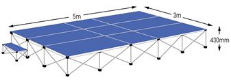 Ultralight 5m x 3m Stage Pack - Sapphire Blue Carpet