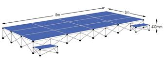 Ultralight 8m x 3m Stage Pack - Sapphire Blue Carpet