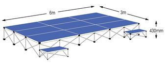 Ultralight 6m x 3m Stage Pack - Sapphire Blue Carpet