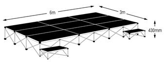 Ultralight 6m x 3m Stage Pack - Black Vinyl Flooring