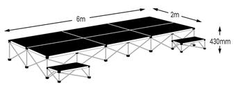 Ultralight 6m x 2m Stage Pack - Black Vinyl Flooring