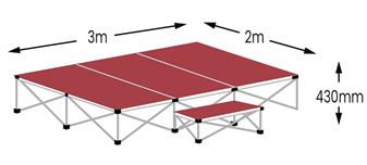 Ultralight 3m x 2m Stage Pack - Chianti Red Carpet