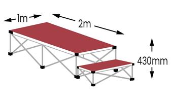 Ultralight 2m x 1m Podium Stage - Chianti Red Carpet